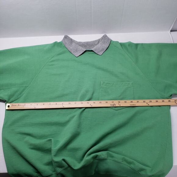 Vintage Ann Taylor Collar Sweatshirt Womens Medium Green Oversized Baggy Faded - Picture 7 of 16